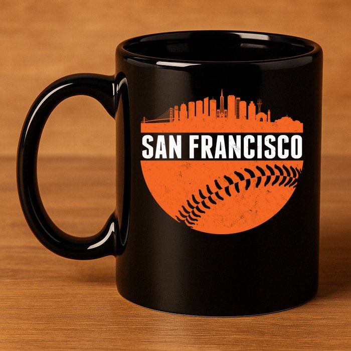 Classic San Francisco Skyline Baseball 11oz C Handle Ceramic Mug