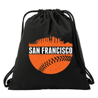 Classic San Francisco Skyline Baseball Drawstring Bag