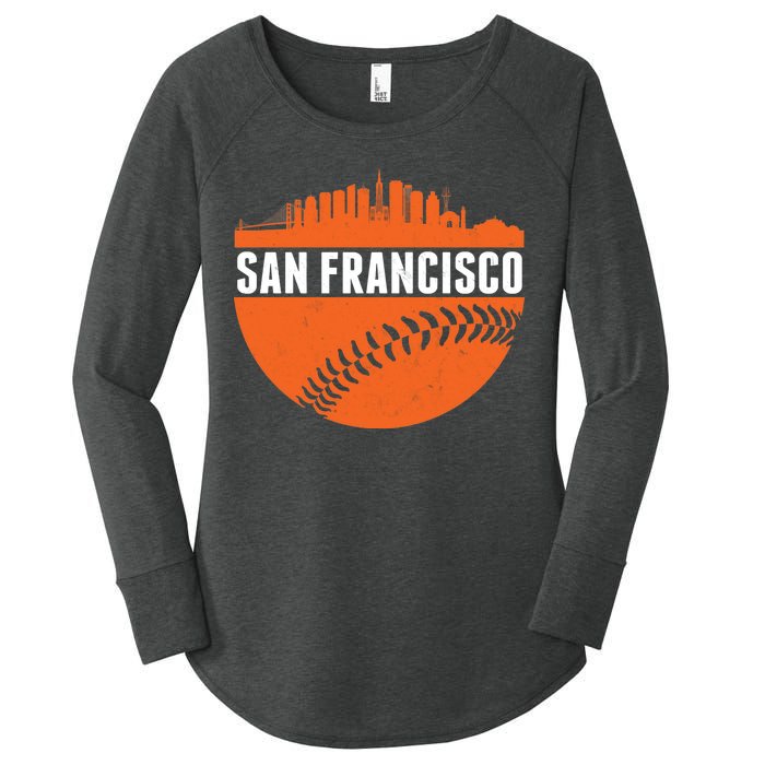 Classic San Francisco Skyline Baseball Women's Perfect Tri Tunic Long Sleeve Shirt