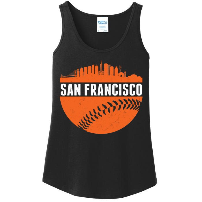 Classic San Francisco Skyline Baseball Ladies Essential Tank