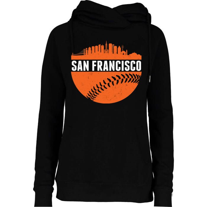 Classic San Francisco Skyline Baseball Womens Funnel Neck Pullover Hood