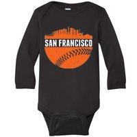 Classic San Francisco Skyline Baseball Baby Long Sleeve Bodysuit