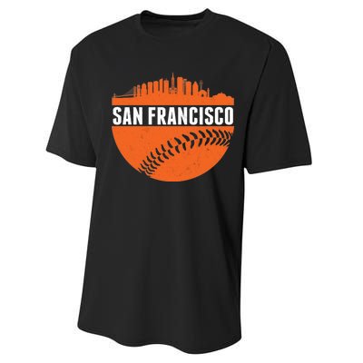 Classic San Francisco Skyline Baseball Performance Sprint T-Shirt