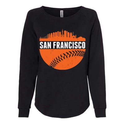 Classic San Francisco Skyline Baseball Womens California Wash Sweatshirt