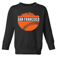 Classic San Francisco Skyline Baseball Toddler Sweatshirt