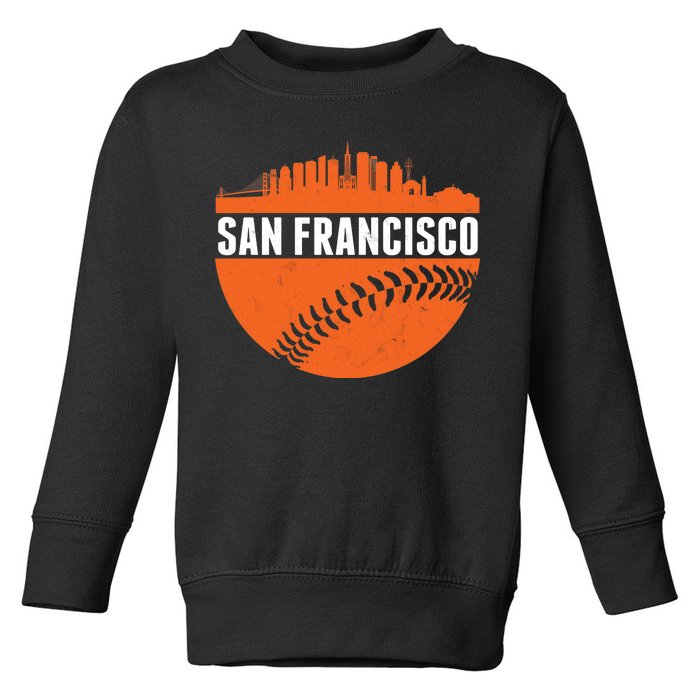 Classic San Francisco Skyline Baseball Toddler Sweatshirt