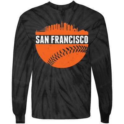 Classic San Francisco Skyline Baseball Tie-Dye Long Sleeve Shirt