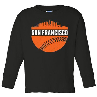 Classic San Francisco Skyline Baseball Toddler Long Sleeve Shirt