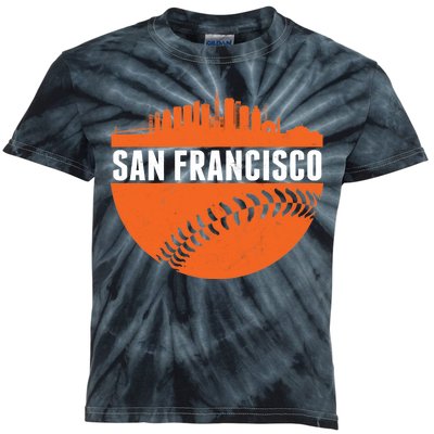 Classic San Francisco Skyline Baseball Kids Tie-Dye T-Shirt