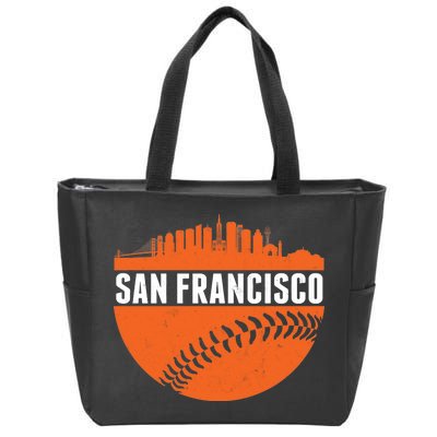 Classic San Francisco Skyline Baseball Zip Tote Bag