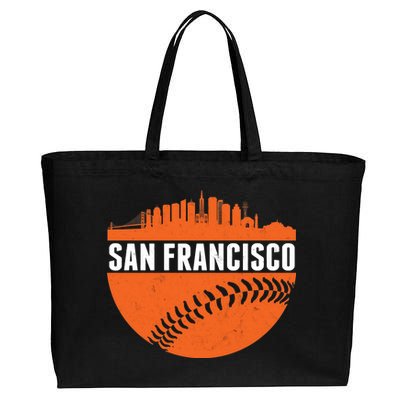 Classic San Francisco Skyline Baseball Cotton Canvas Jumbo Tote