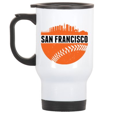 Classic San Francisco Skyline Baseball Stainless Steel Travel Mug