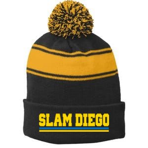 Classic Slam Diego Logo Stripe Pom Pom Beanie