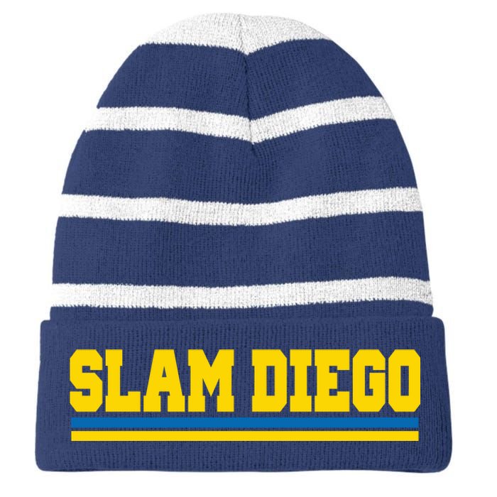 Classic Slam Diego Logo Striped Beanie with Solid Band