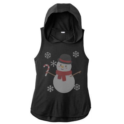 Classic Snowman Ugly Christmas Ladies PosiCharge Tri-Blend Wicking Draft Hoodie Tank