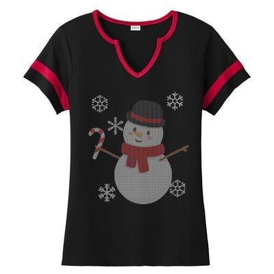 Classic Snowman Ugly Christmas Ladies Halftime Notch Neck Tee