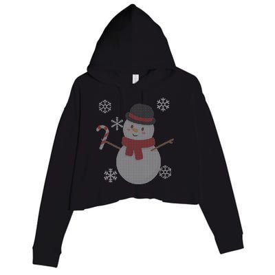 Classic Snowman Ugly Christmas Crop Fleece Hoodie