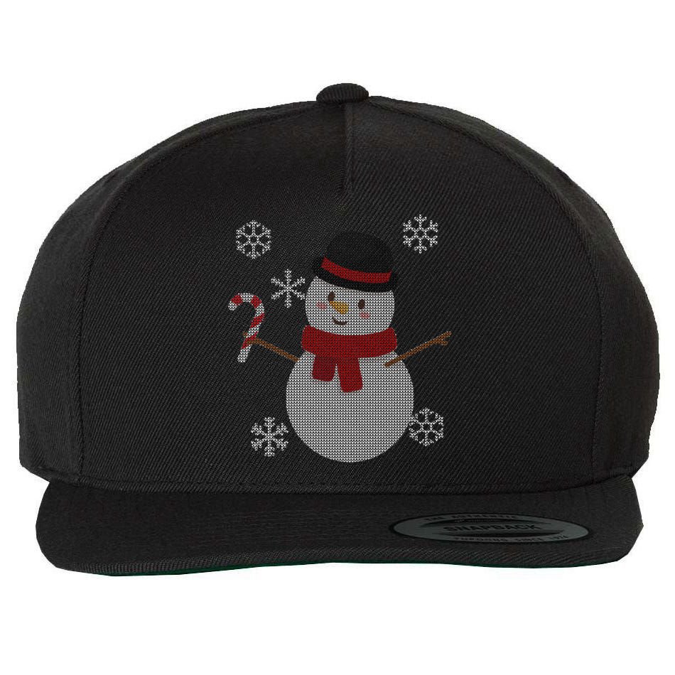 Classic Snowman Ugly Christmas Wool Snapback Cap