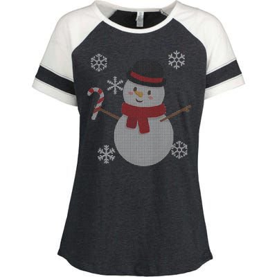 Classic Snowman Ugly Christmas Enza Ladies Jersey Colorblock Tee