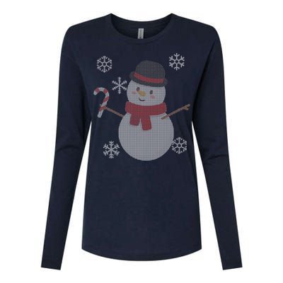 Classic Snowman Ugly Christmas Womens Cotton Relaxed Long Sleeve T-Shirt