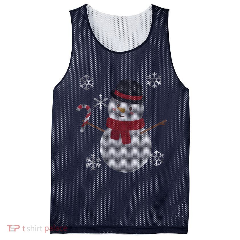 Classic Snowman Ugly Christmas Mesh Reversible Basketball Jersey Tank
