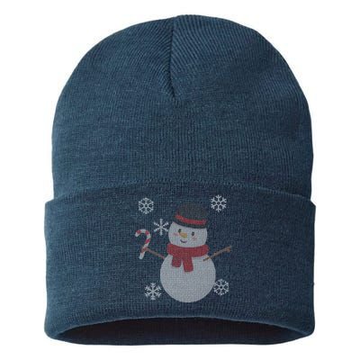 Classic Snowman Ugly Christmas Sustainable Knit Beanie