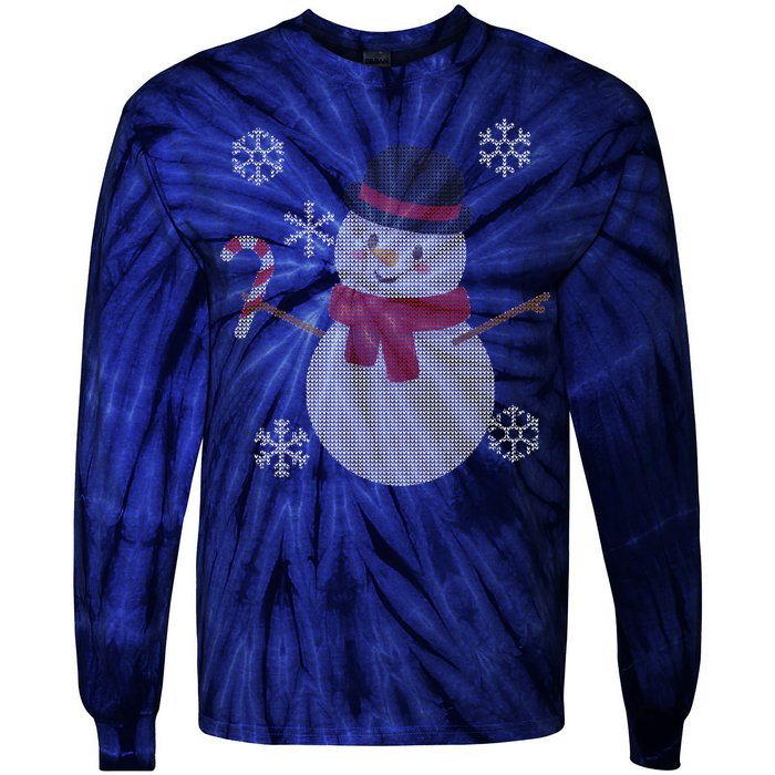 Classic Snowman Ugly Christmas Tie-Dye Long Sleeve Shirt