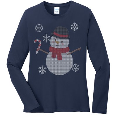 Classic Snowman Ugly Christmas Ladies Long Sleeve Shirt