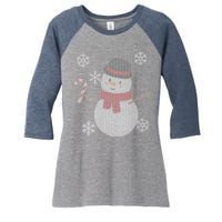 Classic Snowman Ugly Christmas Women's Tri-Blend 3/4-Sleeve Raglan Shirt