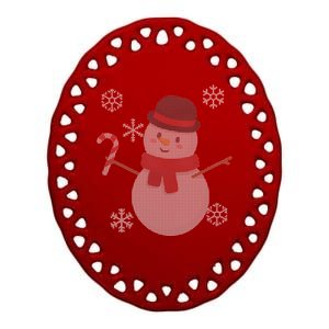 Classic Snowman Ugly Christmas Ceramic Oval Ornament