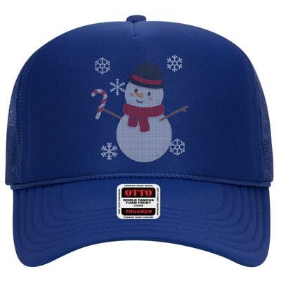 Classic Snowman Ugly Christmas High Crown Mesh Back Trucker Hat