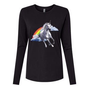 Classic Unicorn Rainbow Womens Cotton Relaxed Long Sleeve T-Shirt