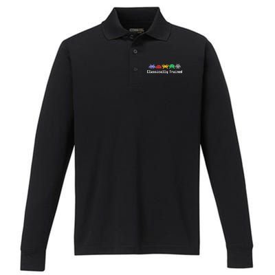 Classically Trained 80's Video Game Aliens Performance Long Sleeve Polo