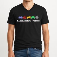 Classically Trained 80's Video Game Aliens V-Neck T-Shirt