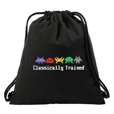Classically Trained 80's Video Game Aliens Drawstring Bag
