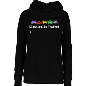 Classically Trained 80's Video Game Aliens Womens Funnel Neck Pullover Hood