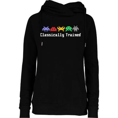 Classically Trained 80's Video Game Aliens Womens Funnel Neck Pullover Hood