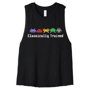 Classically Trained 80's Video Game Aliens Women's Racerback Cropped Tank