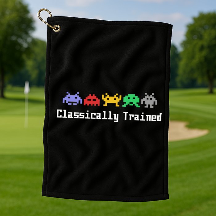 Classically Trained 80's Video Game Aliens Golf Towel