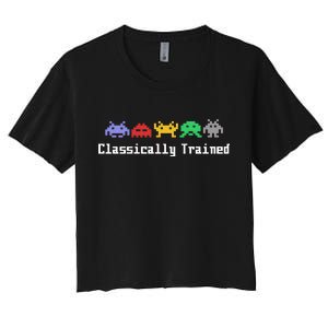 Classically Trained 80's Video Game Aliens Women's Crop Top Tee