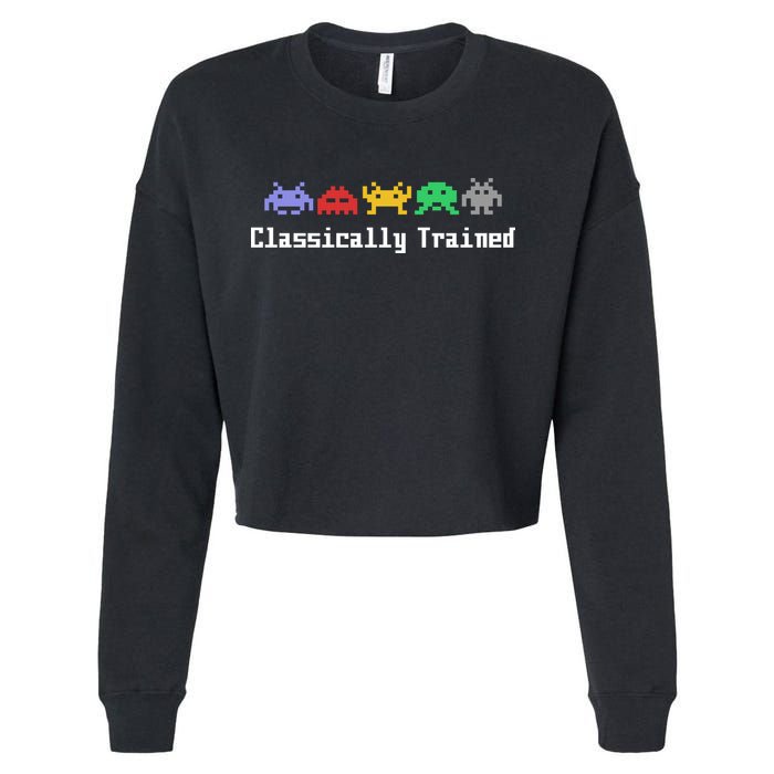 Classically Trained 80's Video Game Aliens Cropped Pullover Crew