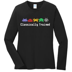 Classically Trained 80's Video Game Aliens Ladies Long Sleeve Shirt