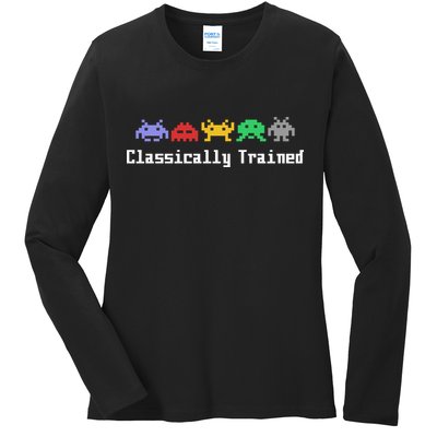 Classically Trained 80's Video Game Aliens Ladies Long Sleeve Shirt