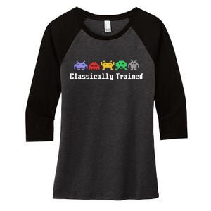 Classically Trained 80's Video Game Aliens Women's Tri-Blend 3/4-Sleeve Raglan Shirt