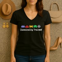 Classically Trained 80's Video Game Aliens Women's V-Neck T-Shirt
