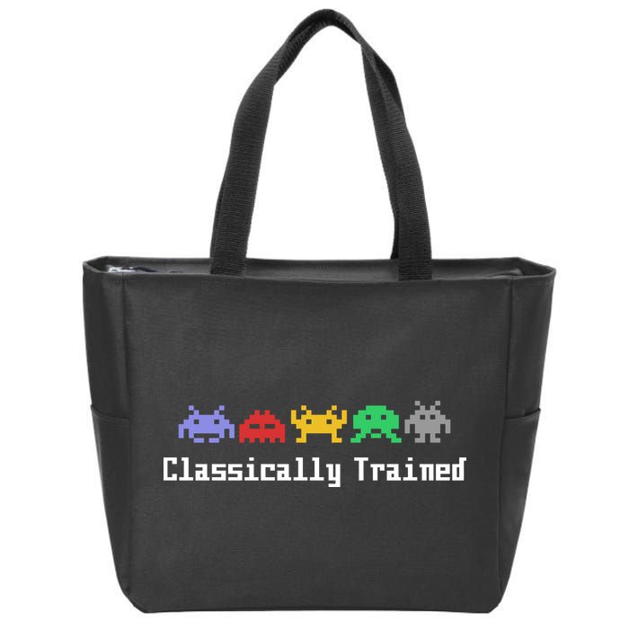 Classically Trained 80's Video Game Aliens Zip Tote Bag