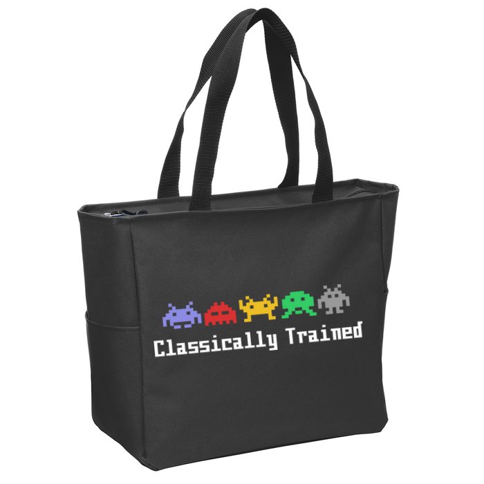 Classically Trained 80's Video Game Aliens Zip Tote Bag