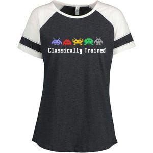 Classically Trained 80's Video Game Aliens Enza Ladies Jersey Colorblock Tee