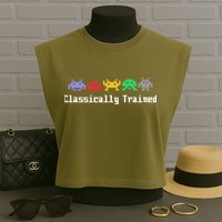 Classically Trained 80's Video Game Aliens Garment-Dyed Women's Muscle Tee