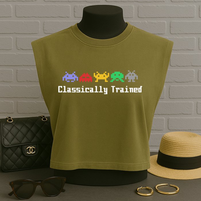 Classically Trained 80's Video Game Aliens Garment-Dyed Women's Muscle Tee